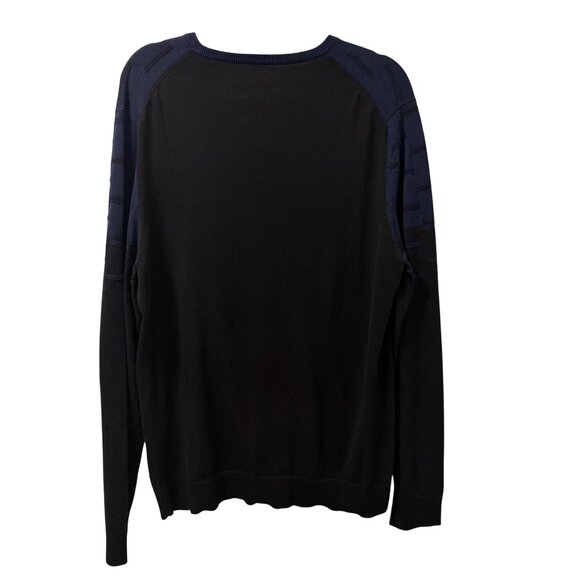 Alfani Mens V-Neck Blue & Black Textured Sweater Sz L 100% Cotton sweater. NWOT - Picture 8 of 12